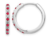 1/5 Carat (ctw) Ruby & Diamond 1/6 Carat (ctw) Hoop Earrings in 14K White Gold